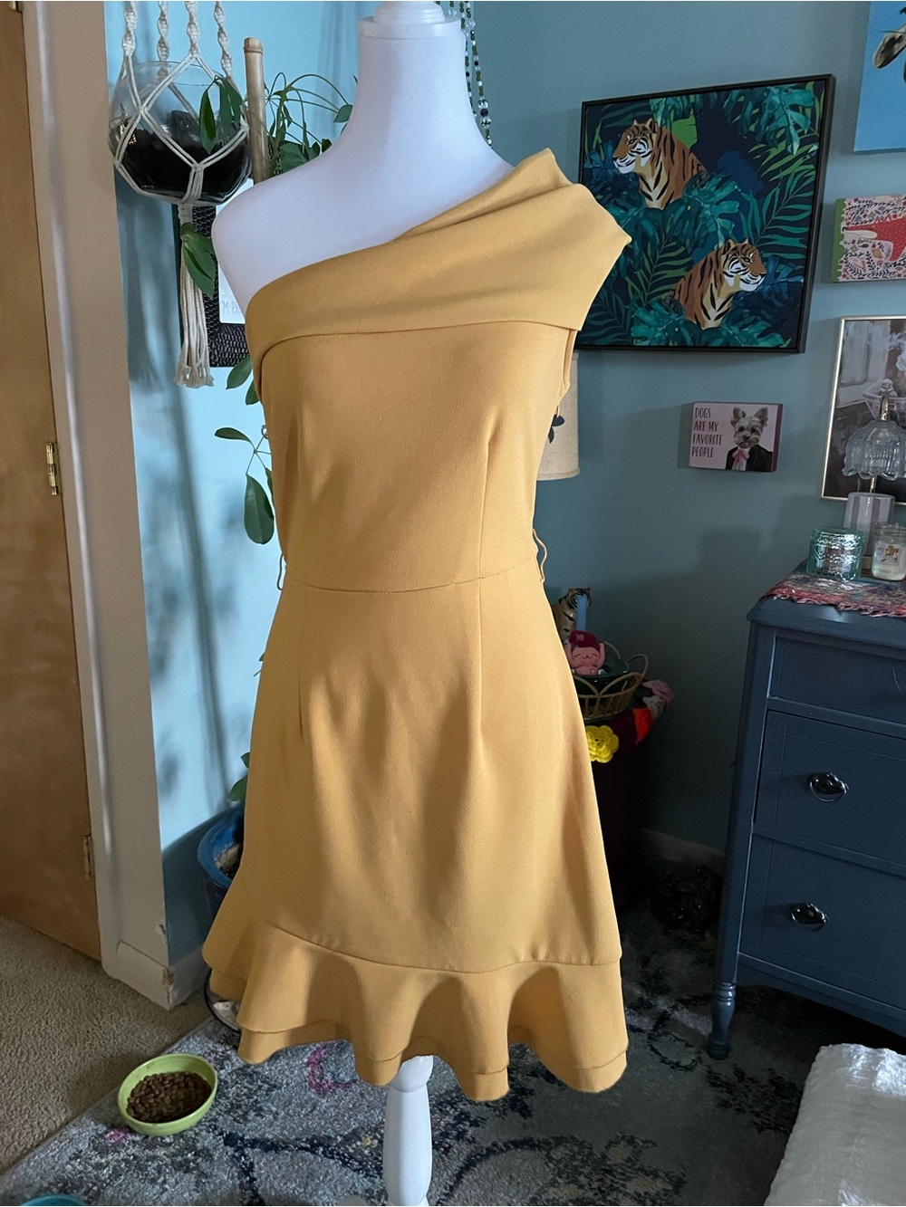Pilgrim One-Shoulder Mustard Dress